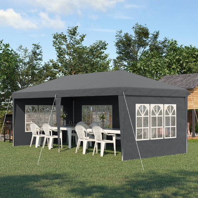 Outsunny 3 x 6m Pop-Up Gazebo, with Removable Walls - Grey 