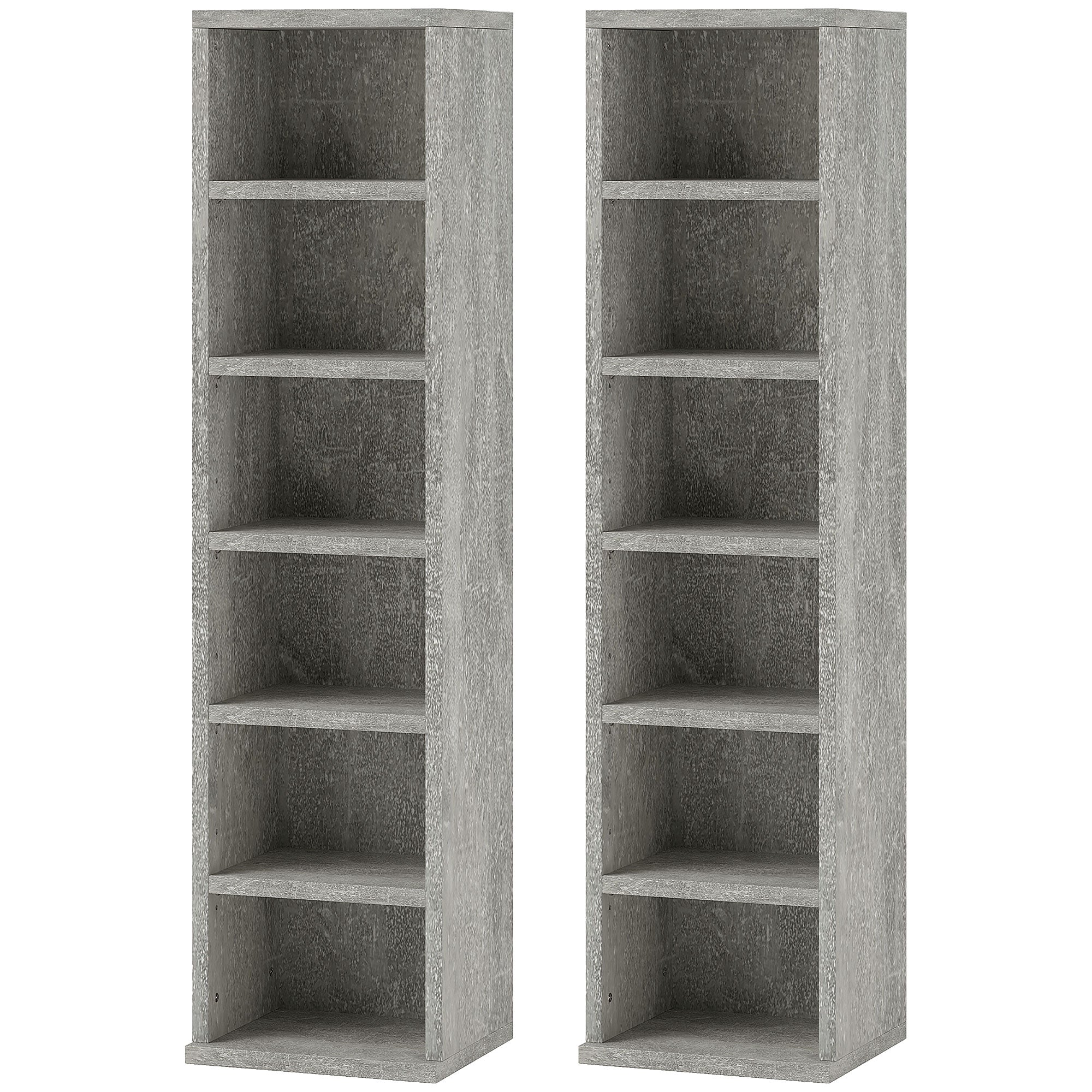 HOMCOM Set of Two 102 CD Storage Units - Cement Grey 