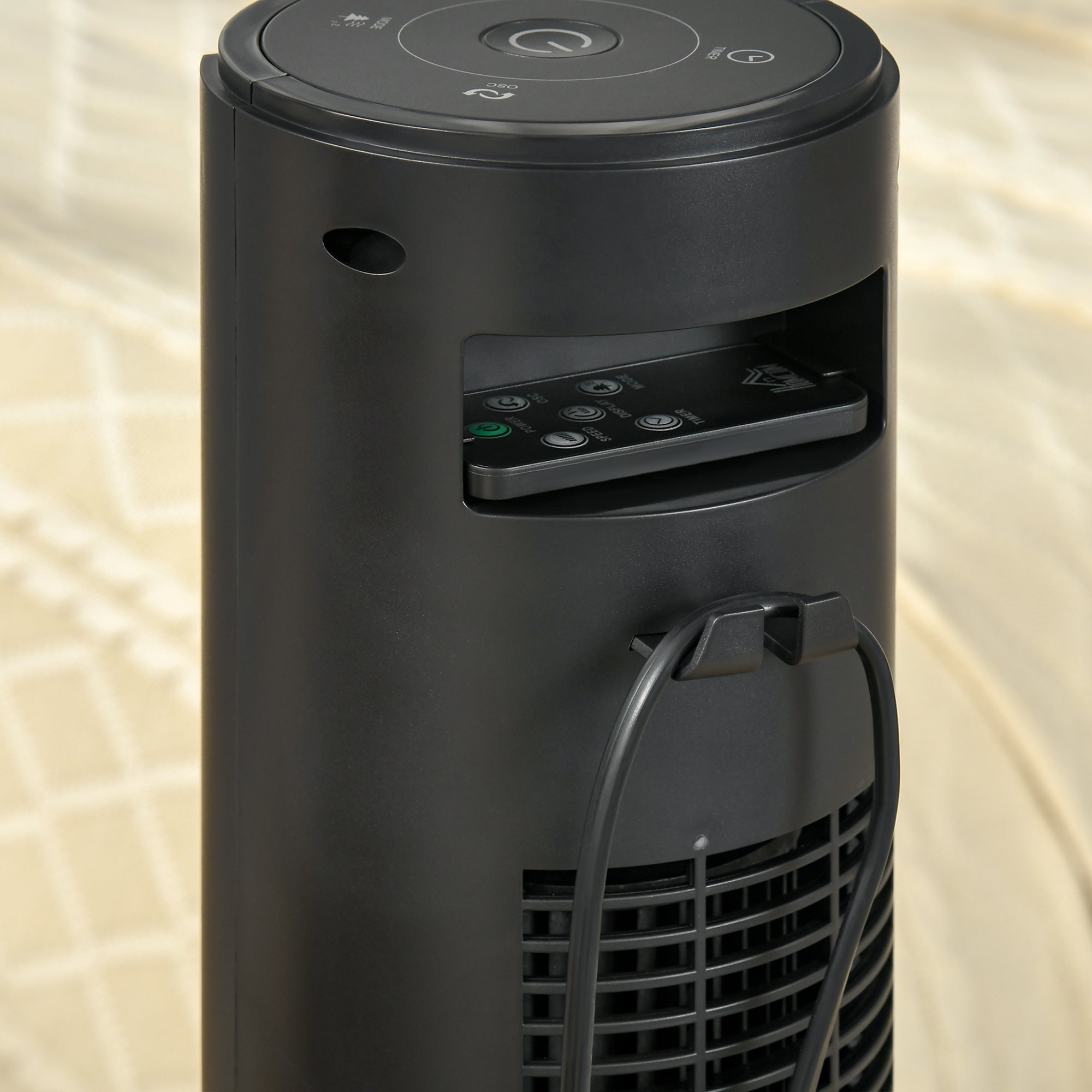 HOMCOM 38" Oscillating Tower Fan with Remote Control, 3 Speed 4 Modes, LCD panel, 12-Hour Timer, Slim Cooling Fan for Home Bedroom Office, Black 