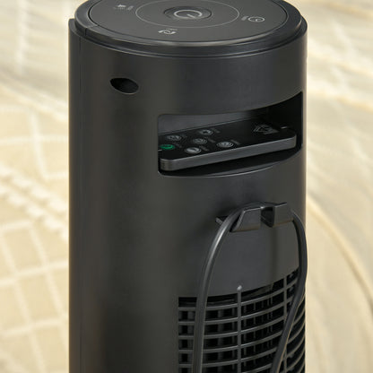 HOMCOM 38" Oscillating Tower Fan with Remote Control, 3 Speed 4 Modes, LCD panel, 12-Hour Timer, Slim Cooling Fan for Home Bedroom Office, Black 