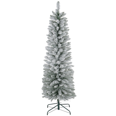 HOMCOM 6ft Artificial Snowy Pencil Christmas Tree - White 