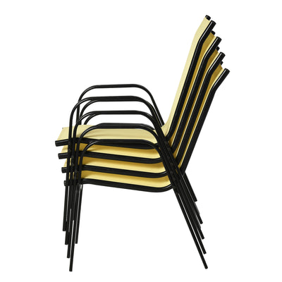Outsunny Set of Four Stackable Mesh Seat Chairs - Beige 
