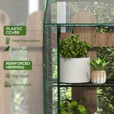 Outsunny 46 x 143cm Mini Lean-To Greenhouse, with Three Inner Shelves 