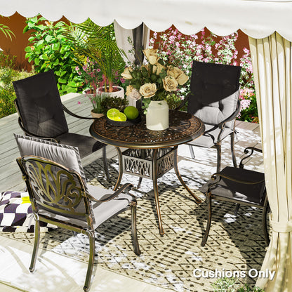 Outsunny Set of Four Padded Garden Seat Cushions - Charcoal Grey 