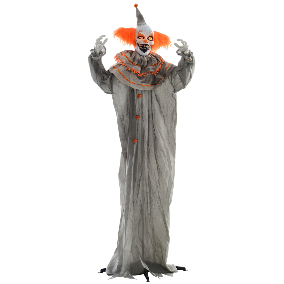HOMCOM 6' Orange Clown Halloween Animatronic, with Glowing Eyes 