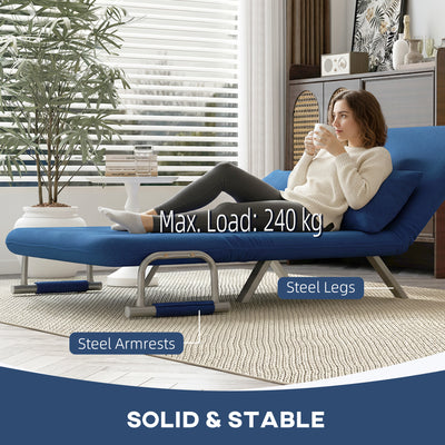 HOMCOM Two-Seater Click-Clack Sofa Bed - Dark Blue 
