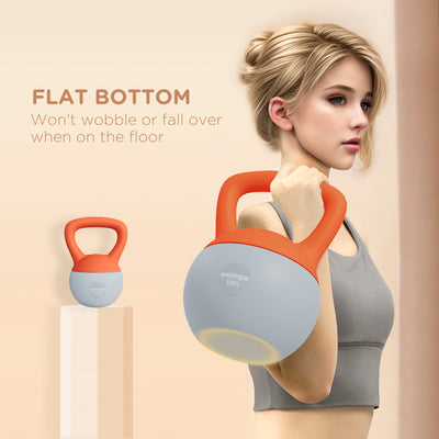 SPORTNOW Soft Kettlebell, 6kg Kettle Bell with Non-Slip Handle for Home Gym Weight Lifting and Strength Training, Orange and Grey 