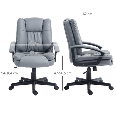 HOMCOM Office Chair, Computer Desk Chair, Mid Back Executive Chair with Adjustable Height and Swivel Rolling Wheels for Home Study, Light Grey 