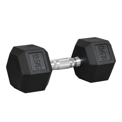 HOMCOM 12.5KG Single Rubber Hex Dumbbell Portable Hand Weights Dumbbell Home Gym 