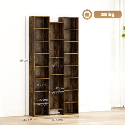 HOMCOM 21-Compartment Bookshelf - Brown 