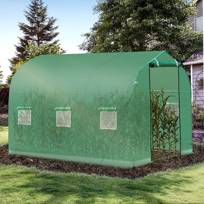 Outsunny Polytunnel Greenhouse with Windows and Door, Walk in Greenhouse for Garden, Backyard (3 x 2 M) 