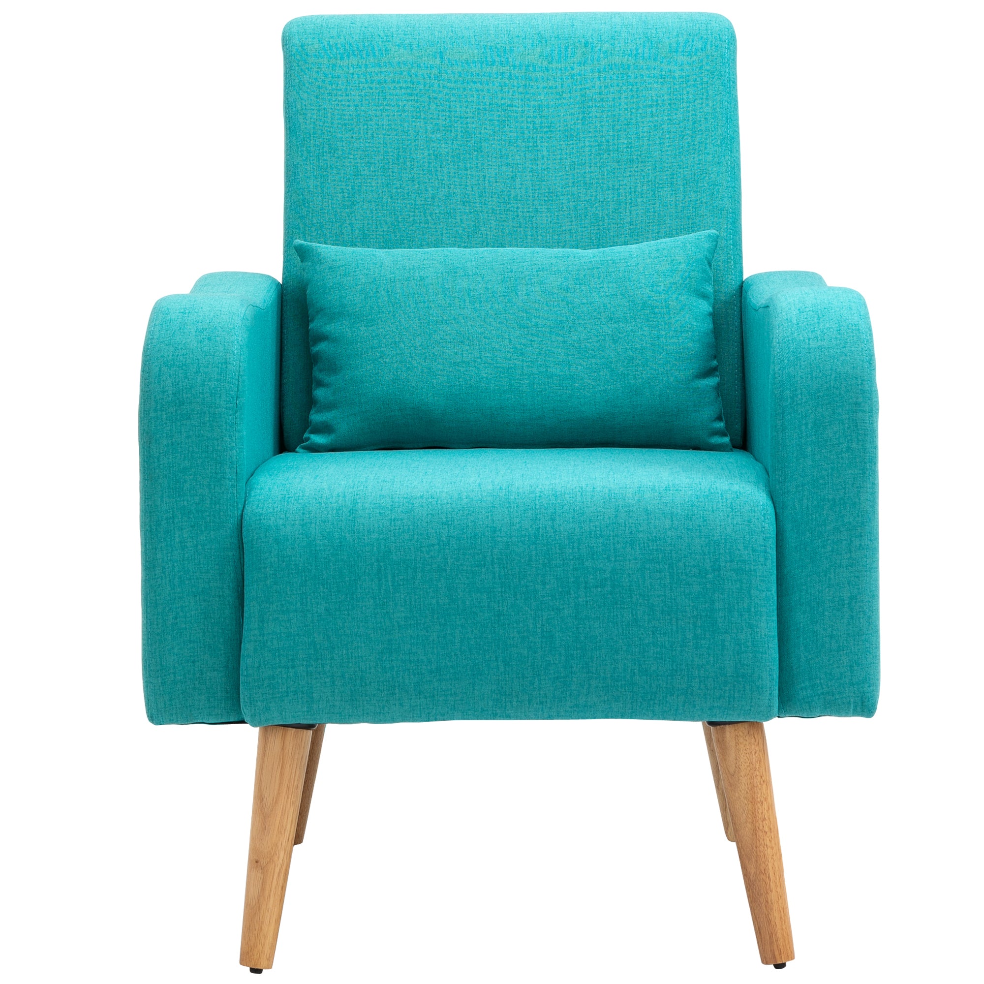 HOMCOM Accent Chair, Linen-Touch Armchair, Upholstered Leisure Lounge Sofa for Living Room, Club Chair with Wooden Frame, Teal 