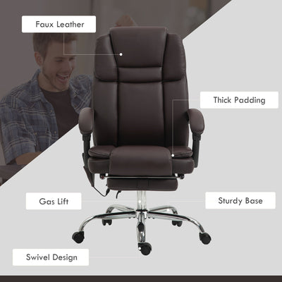 Vinsetto Six Point Vibrating Massage Office Chair - Dark Brown 