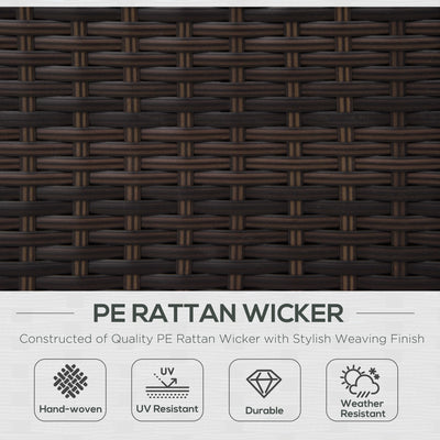 Outsunny Single Seater Rattan Chair, PE Wicker Garden Armchair with 10 cm Thickened Cushion, All-Weather Rattan Garden Chair with Armrests, Brown 