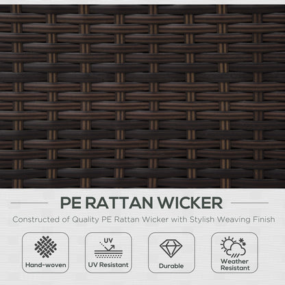 Outsunny Single Seater Rattan Chair, PE Wicker Garden Armchair with 10 cm Thickened Cushion, All-Weather Rattan Garden Chair with Armrests, Brown 