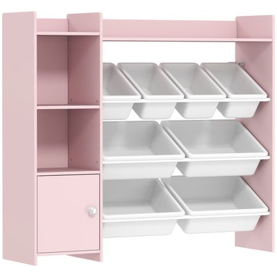 AIYAPLAY Toy Storage Unit with 8 Removable Bins, Storage Shelves, Cabinet, Pink 