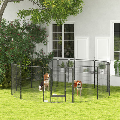 PawHut 12 Panels Heavy Duty Puppy Playpen, for Small Dogs, Indoor and Outdoor Use - Silver 