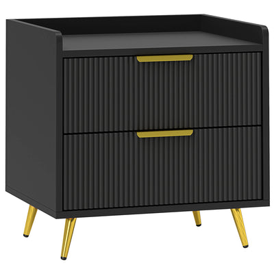 HOMCOM Elegant Two-Drawer Bedside Table - Black 