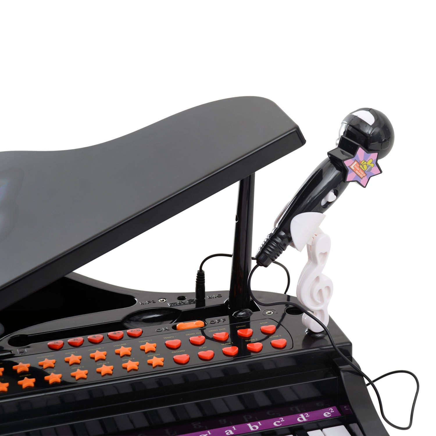 HOMCOM 37 Keys Kids Mini Electronic Keyboard Children Grand Piano with Stool Microphone Light Musical Instrument Educational Game Toy Set (Black) 