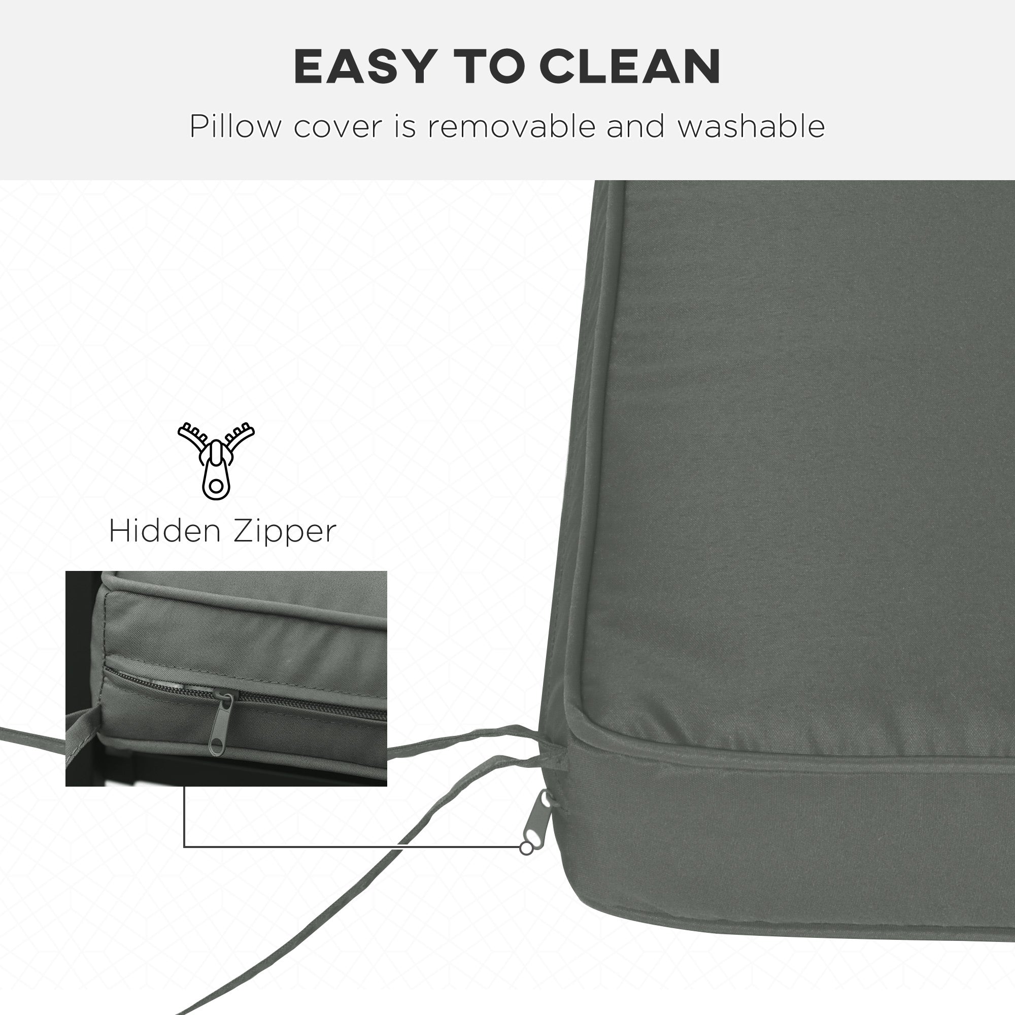 Outsunny Garden Bench Cushion 2 Seater Loveseat Seat Pad for Patio Swing Furniture for Indoor & Outdoor Use, 120 x 50 x 8 cm, Grey 