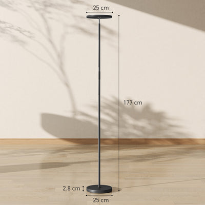 HOMCOM RGB Uplighter Floor Lamp, Tall Dimmable Standing Lamp with Remote & Touch Control, 350° Rotatable Head for Living Room Bedroom, 2700K-6000K Colour Temperatures, Black 