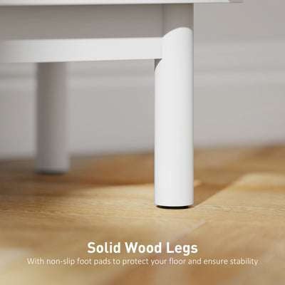 HOMCOM Rattan Bedside Table for Bedroom - White 