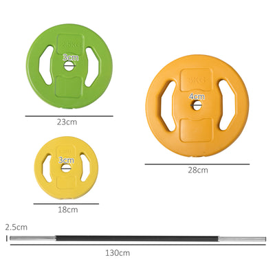 HOMCOM 20kg Barbell Weights Set, Adjustable Weights with Non-slip Handle, for Women and Men Home Gym Exercise Weight Strength Training 