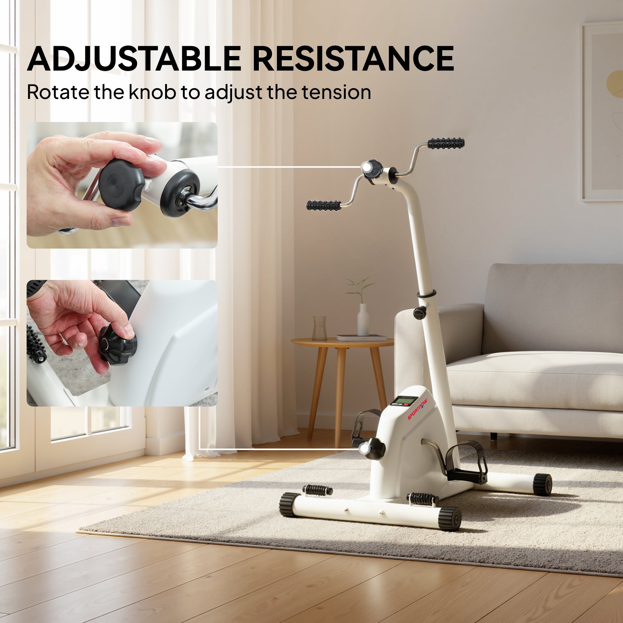 SPORTNOW Seated Pedal Exerciser with Dual Massage and Adjustable Height 