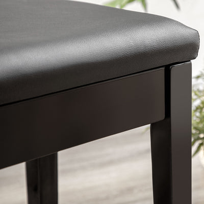 HOMCOM Classic Piano Bench Stool, PU Leather Padded Keyboard Stool with Rubber Wood Legs and Music Storage Compartment, Black 