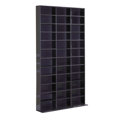 HOMCOM 1116 CD/ 528 DVD Storage Shelf Rack Media Storage Unit Shelves Racks Wooden Display Unit with 10 Adjustable Shelves, Black 