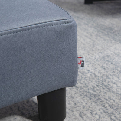 HOMCOM Microfiber Cloth Footstool, Small Foot Rest, Rectangle Sofa Stool for Bedroom Living Room, Grey 