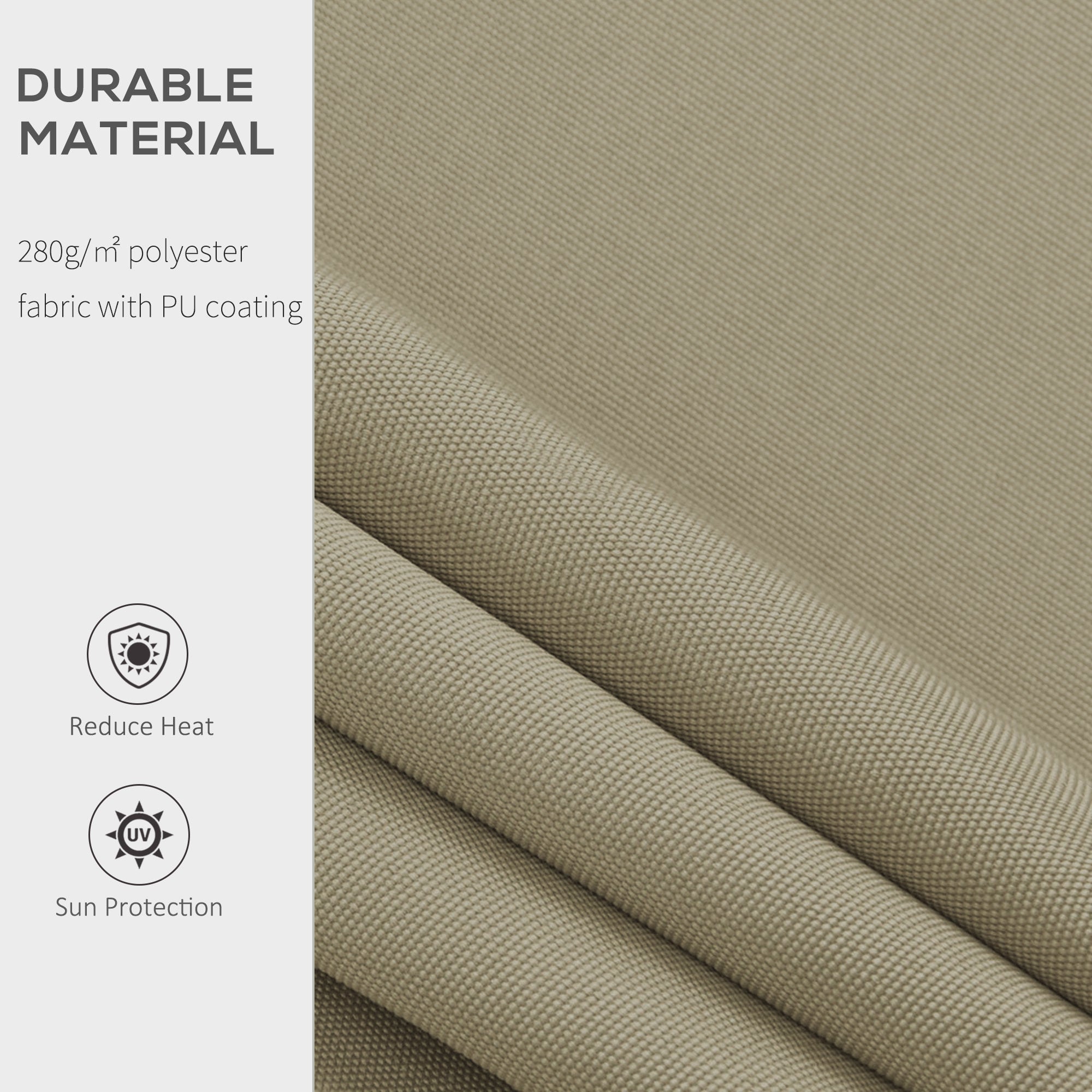 Outsunny 2.5x2 m Manual Retractable Awning-Beige Canopy/White Frame 