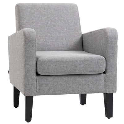 HOMCOM Linen-Look Boxy Armchair - Light Grey 