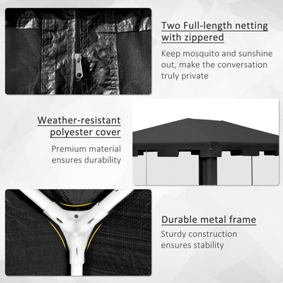 Outsunny 4 x 3 m Party Tent Wedding Gazebo Outdoor Waterproof PE Canopy Shade with Panel 