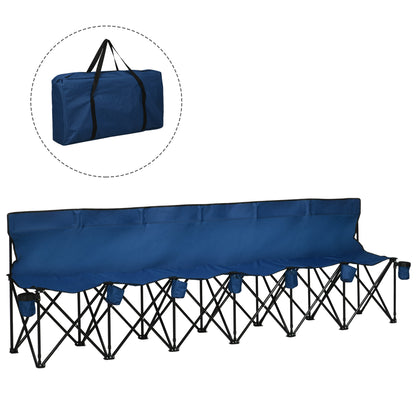 Outsunny 6 Seater Folding Camping Chair with Cup Holder & Carry Bag - Blue 