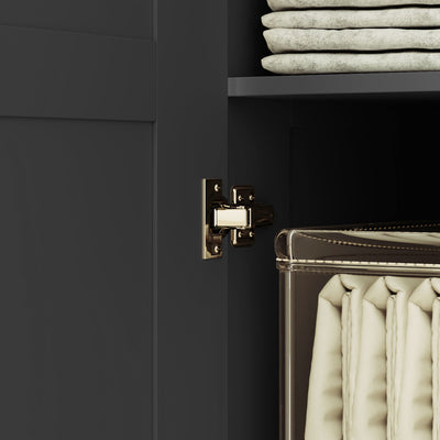 HOMCOM Double Paneled Door Wardrobe, with Shelves - Black 