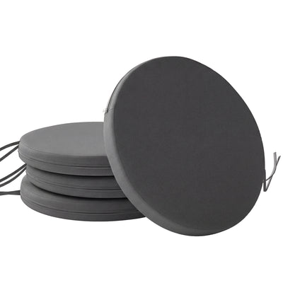 Outsunny Outdoor Bistro Chair Cushions Set of 4 with Removable Cover, 41 x 41 x 5 cm Round Seat Cushions with Ties, Dark Grey 