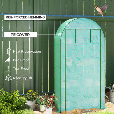 Outsunny 4 Tier Mini Greenhouse with Reinforced PE Cover, Portable Small Greenhouse with Roll-Up Door, 105 x 45 x 160cm, Green 