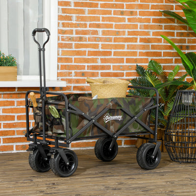 Outsunny 95L Folding Steel Frame Garden Trolley, with Handle - Multicolour 