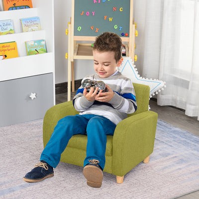 HOMCOM Children Armchair Mini Sofa Wood Frame Anti-Slip Legs High Back 