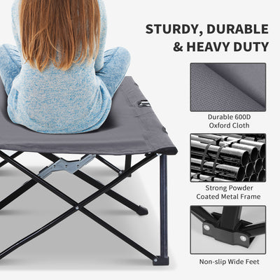 Outsunny Double Camping Cot Bed, with Bag - Grey 