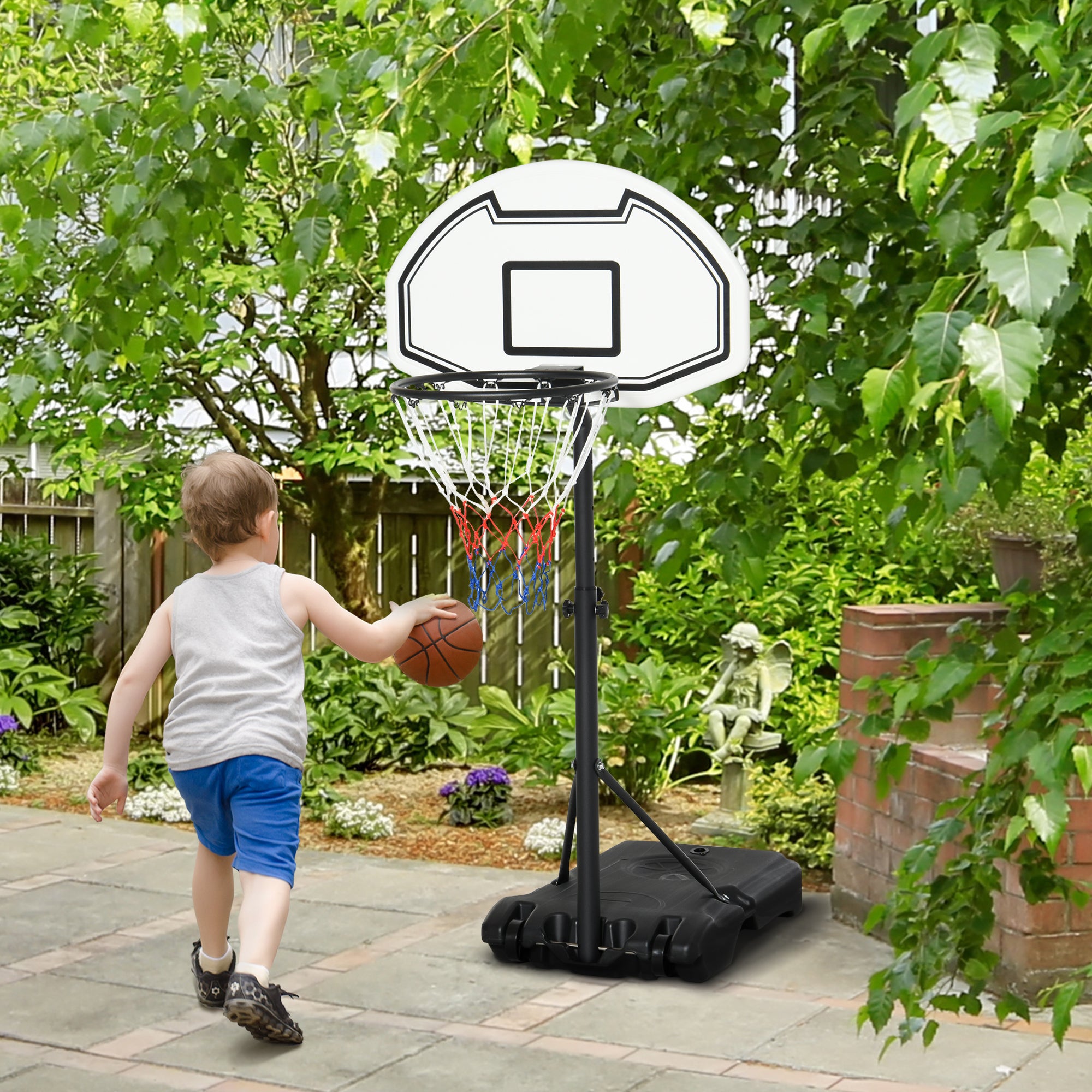 HOMCOM Portable Basketball Stand 94-123cm Basket Height Adjustable Hoop For Adults Suitable for Pool Side 