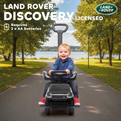 AIYAPLAY Land Rover Discovery Licensed Baby Push Car, 2-in-1 Ride on Car with Push Handle and Safety Guardrail, Black 