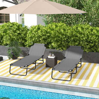 Outsunny Garden Sun Lounger, with Five-Position Back - Grey 