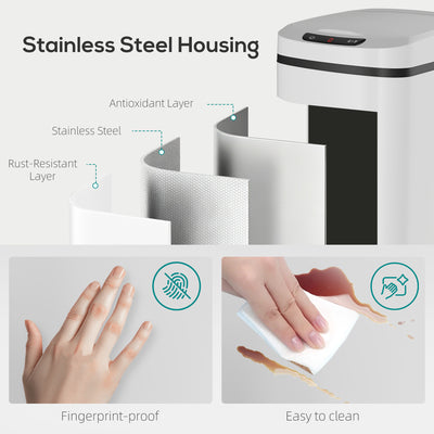 HOMCOM 12L Sensor Bin, Automatic Touchless Motion Sensor Kitchen Bin with Fingerprint Resistant Stainless Steel, White 