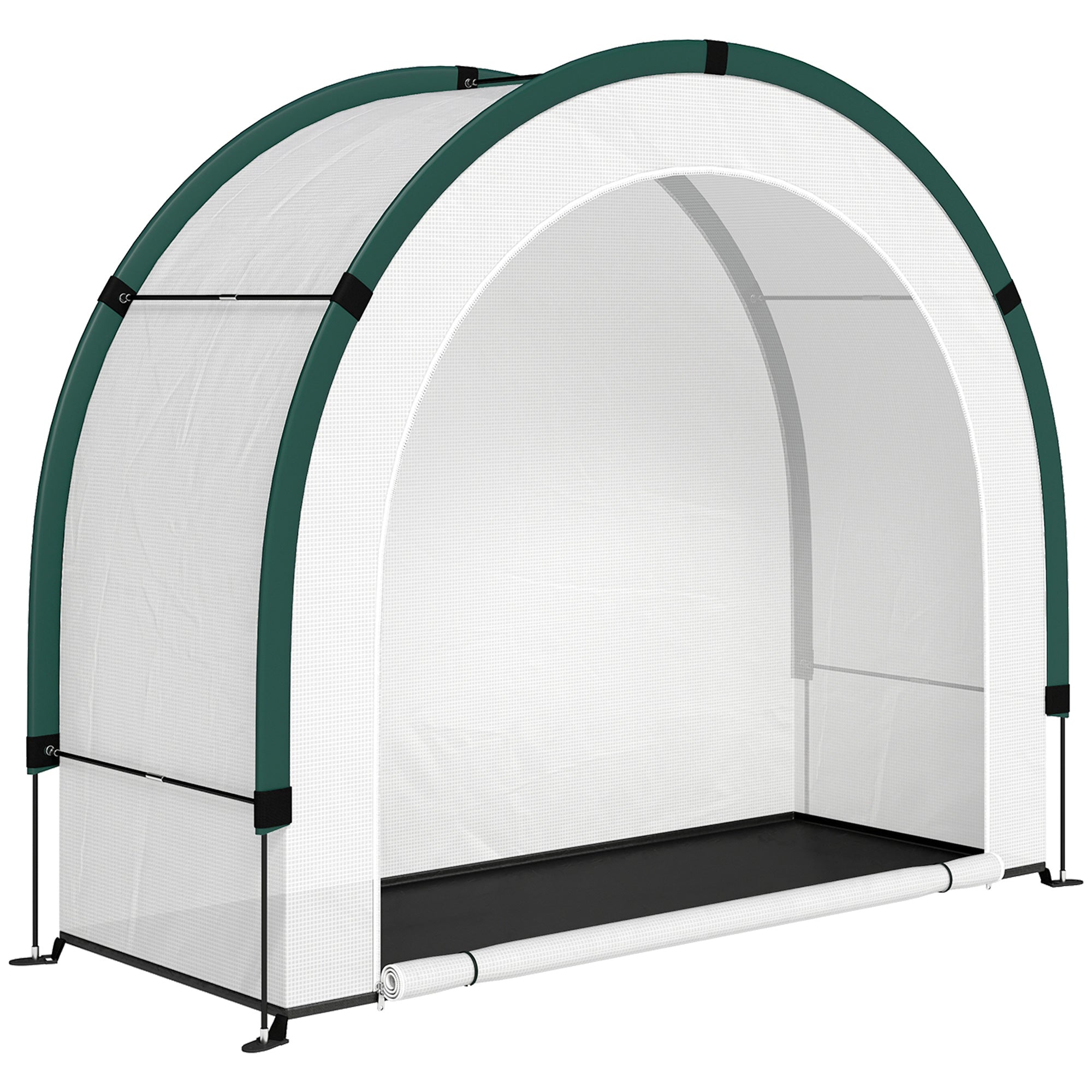 Outsunny Foldable Small Greenhouse, Portable Green House Mini Greenhouse with Zipper Door, PE Base, 200 x 80 x 164 cm, Green 