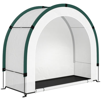 Outsunny Foldable Small Greenhouse, Portable Green House Mini Greenhouse with Zipper Door, PE Base, 200 x 80 x 164 cm, Green 