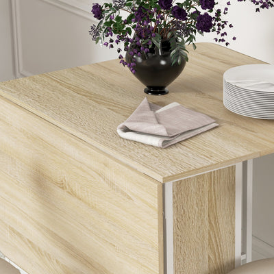 HOMCOM Six-Person Drop Leaf Dining Table - Natural/White 