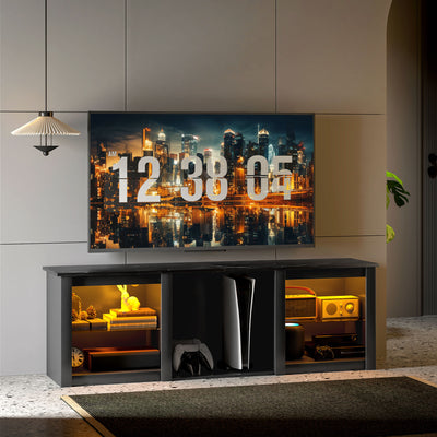 HOMCOM 65" TV Stand, with LED Lights and Storage - Black 