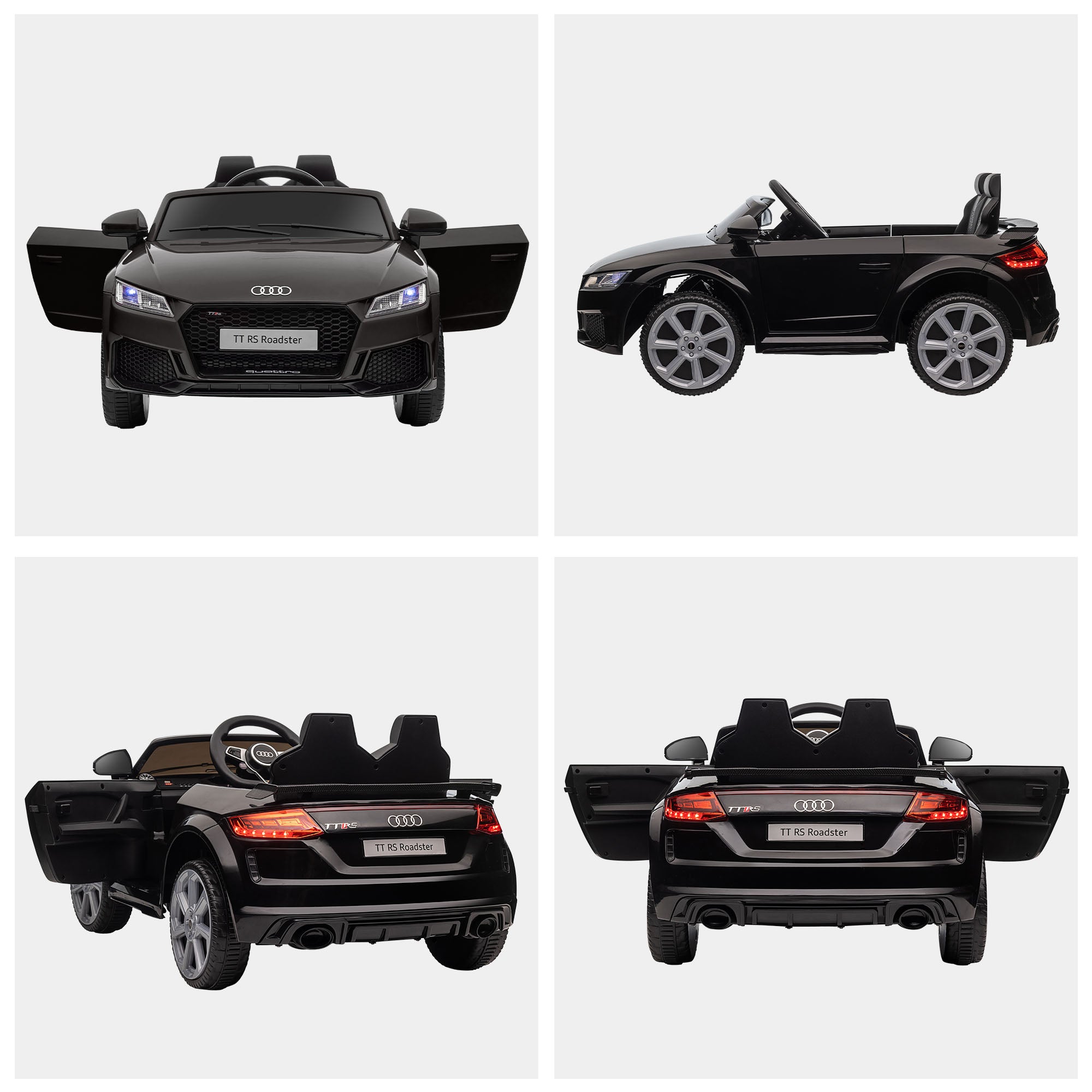 HOMCOM Kids Licensed Audi TT Ride-On Car 12V Battery w/ Remote Suspension Headlights and MP3 Player 2.5-5km/h Black 